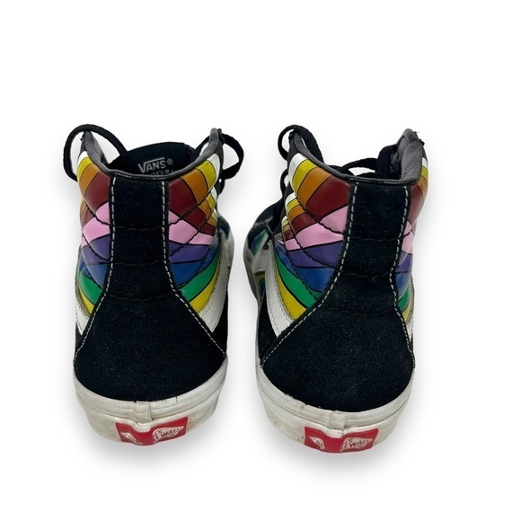 Vans Shoes Mens 4 Womens 5.5 Black Rainbow Stripe High Top Sk8 Reissue Sneakers - Picture 3 of 9